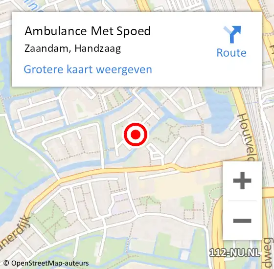 Locatie op kaart van de 112 melding: Ambulance Met Spoed Naar Zaandam, Handzaag op 6 maart 2023 21:23