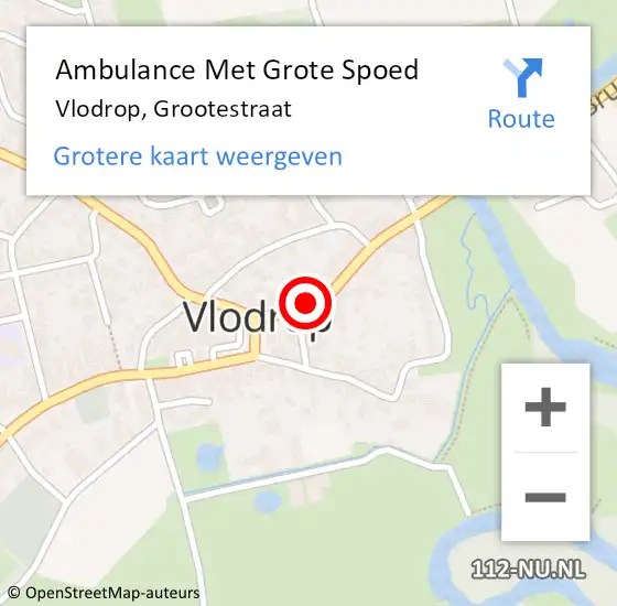 Locatie op kaart van de 112 melding: Ambulance Met Grote Spoed Naar Vlodrop, Grootestraat op 6 maart 2023 22:35