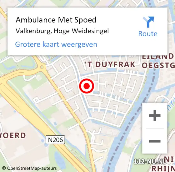 Locatie op kaart van de 112 melding: Ambulance Met Spoed Naar Valkenburg, Hoge Weidesingel op 6 maart 2023 22:43