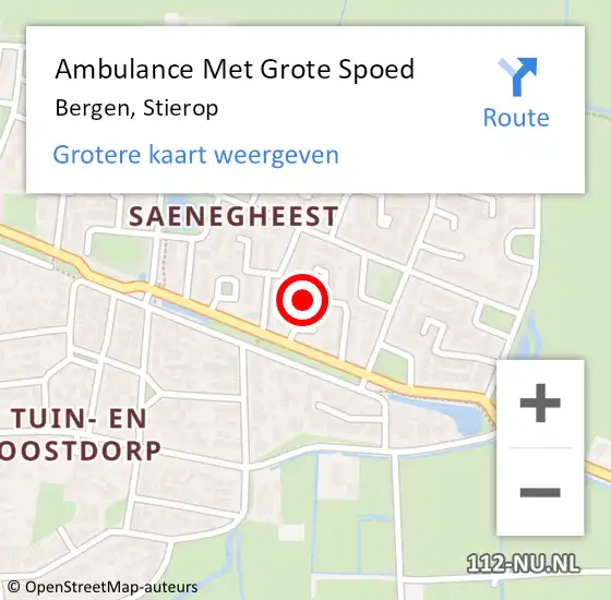 Locatie op kaart van de 112 melding: Ambulance Met Grote Spoed Naar Bergen, Stierop op 6 maart 2023 23:03