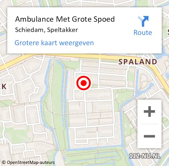 Locatie op kaart van de 112 melding: Ambulance Met Grote Spoed Naar Schiedam, Speltakker op 7 maart 2023 01:13