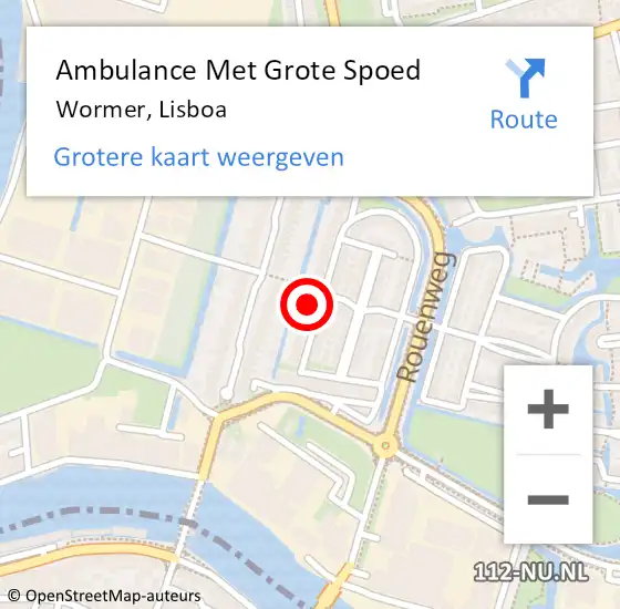 Locatie op kaart van de 112 melding: Ambulance Met Grote Spoed Naar Wormer, Lisboa op 7 maart 2023 03:59