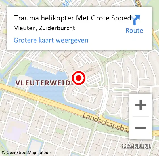 Locatie op kaart van de 112 melding: Trauma helikopter Met Grote Spoed Naar Vleuten, Zuiderburcht op 7 maart 2023 04:41