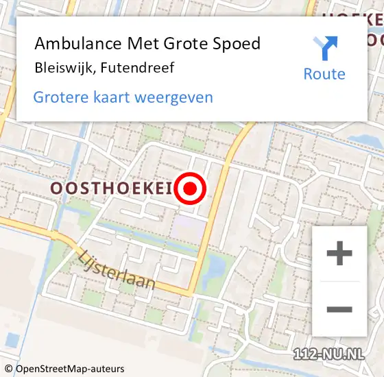 Locatie op kaart van de 112 melding: Ambulance Met Grote Spoed Naar Bleiswijk, Futendreef op 7 maart 2023 04:59