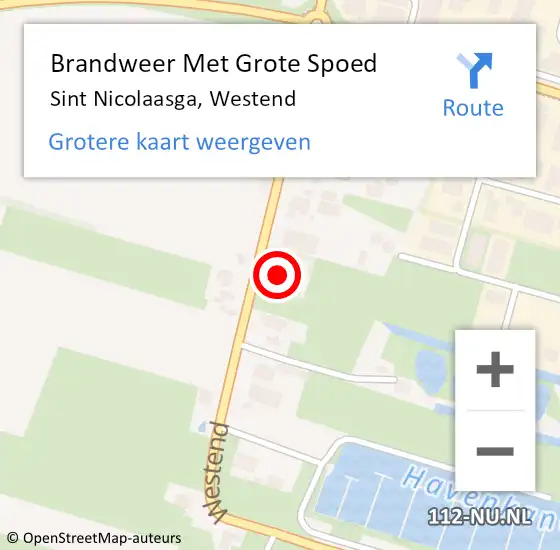 Locatie op kaart van de 112 melding: Brandweer Met Grote Spoed Naar Sint Nicolaasga, Westend op 7 maart 2023 05:00