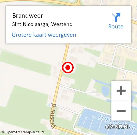 Locatie op kaart van de 112 melding: Brandweer Sint Nicolaasga, Westend op 7 maart 2023 05:04