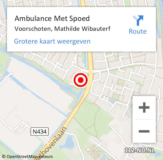 Locatie op kaart van de 112 melding: Ambulance Met Spoed Naar Voorschoten, Mathilde Wibauterf op 7 maart 2023 05:38