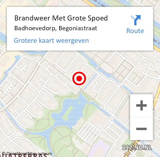 Locatie op kaart van de 112 melding: Brandweer Met Grote Spoed Naar Badhoevedorp, Begoniastraat op 7 maart 2023 06:45