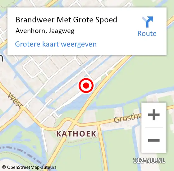 Locatie op kaart van de 112 melding: Brandweer Met Grote Spoed Naar Avenhorn, Jaagweg op 7 maart 2023 07:00
