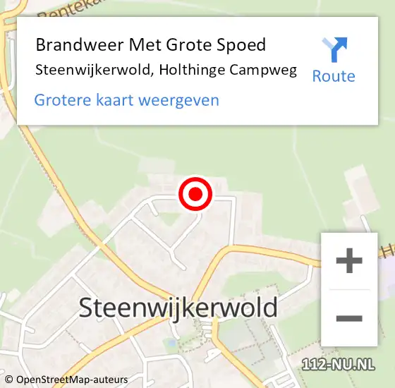 Locatie op kaart van de 112 melding: Brandweer Met Grote Spoed Naar Steenwijkerwold, Holthinge Campweg op 7 maart 2023 07:25