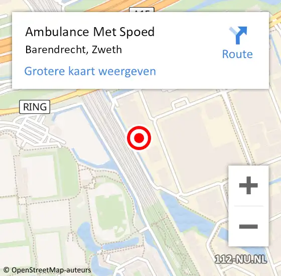 Locatie op kaart van de 112 melding: Ambulance Met Spoed Naar Barendrecht, Zweth op 7 maart 2023 07:30