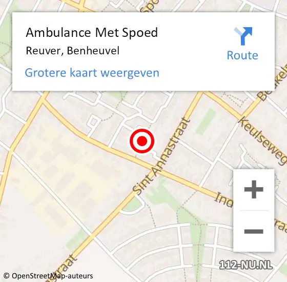 Locatie op kaart van de 112 melding: Ambulance Met Spoed Naar Reuver, Benheuvel op 7 maart 2023 07:45