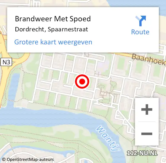 Locatie op kaart van de 112 melding: Brandweer Met Spoed Naar Dordrecht, Spaarnestraat op 7 maart 2023 07:54