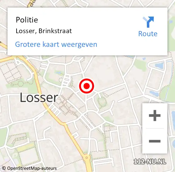 Locatie op kaart van de 112 melding: Politie Losser, Brinkstraat op 7 maart 2023 07:55