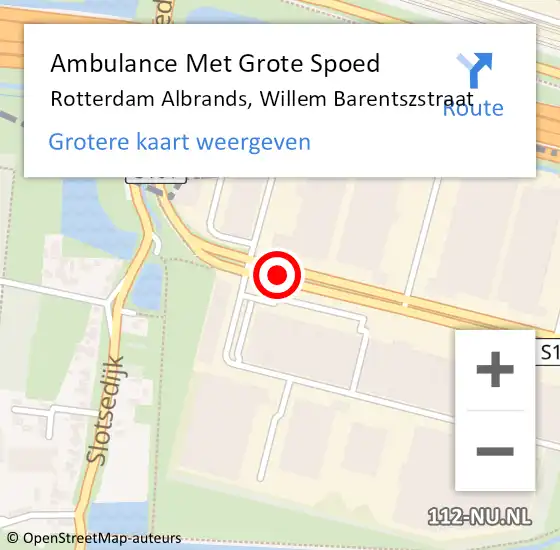 Locatie op kaart van de 112 melding: Ambulance Met Grote Spoed Naar Rotterdam Albrands, Willem Barentszstraat op 7 maart 2023 08:13