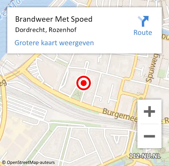 Locatie op kaart van de 112 melding: Brandweer Met Spoed Naar Dordrecht, Rozenhof op 7 maart 2023 08:26