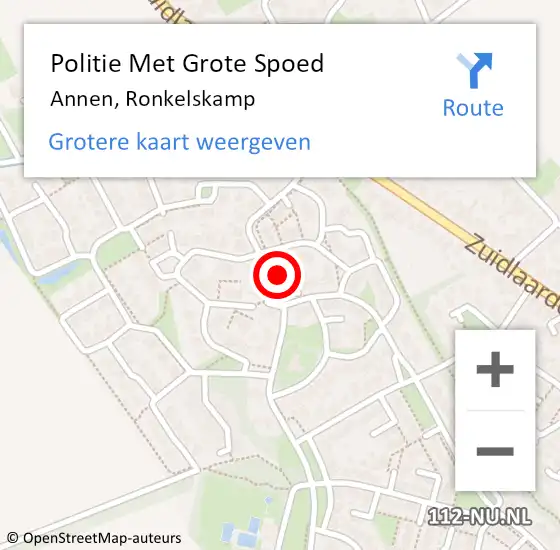 Locatie op kaart van de 112 melding: Politie Met Grote Spoed Naar Annen, Ronkelskamp op 7 maart 2023 08:54