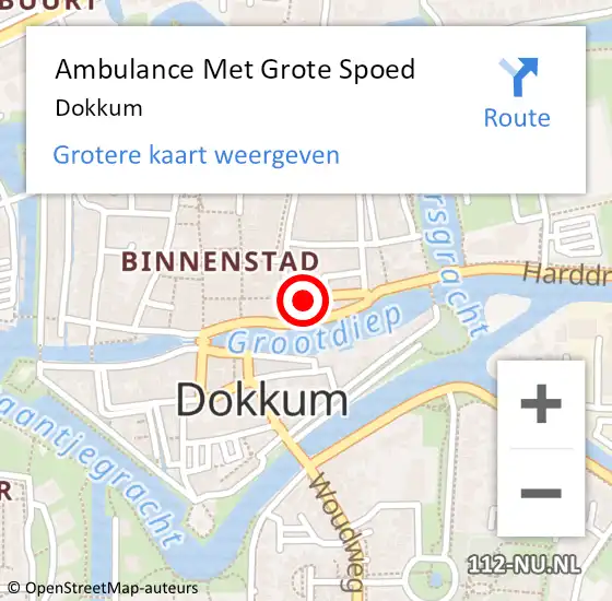 Locatie op kaart van de 112 melding: Ambulance Met Grote Spoed Naar Dokkum op 7 maart 2023 09:09