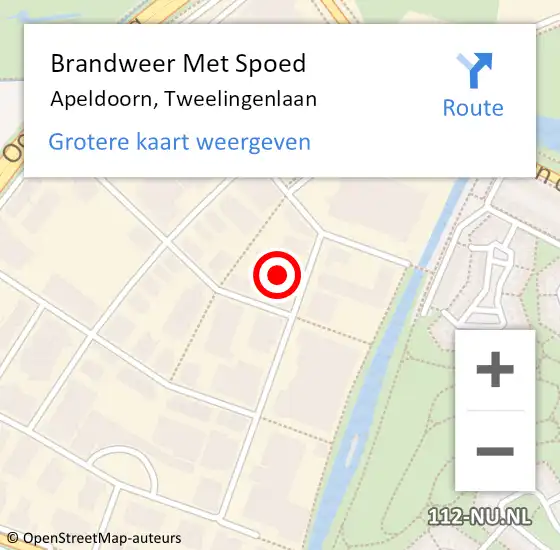 Locatie op kaart van de 112 melding: Brandweer Met Spoed Naar Apeldoorn, Tweelingenlaan op 7 maart 2023 09:18