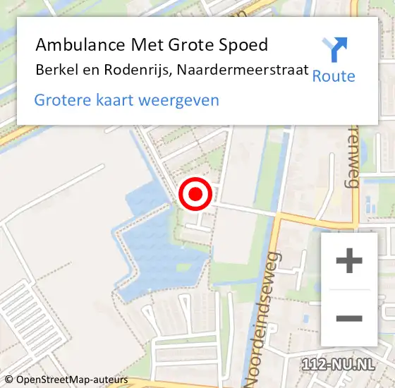 Locatie op kaart van de 112 melding: Ambulance Met Grote Spoed Naar Berkel en Rodenrijs, Naardermeerstraat op 7 maart 2023 09:23