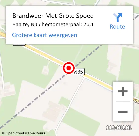 Locatie op kaart van de 112 melding: Brandweer Met Grote Spoed Naar Raalte, N35 hectometerpaal: 26,1 op 7 maart 2023 09:24