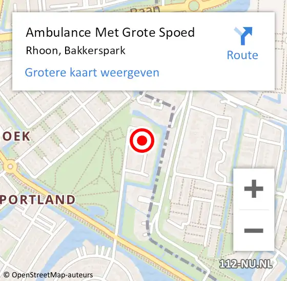 Locatie op kaart van de 112 melding: Ambulance Met Grote Spoed Naar Rhoon, Bakkerspark op 7 maart 2023 09:32