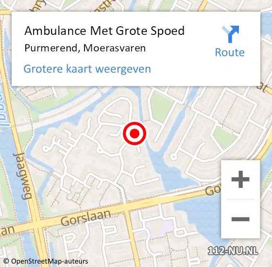 Locatie op kaart van de 112 melding: Ambulance Met Grote Spoed Naar Purmerend, Moerasvaren op 7 maart 2023 09:38