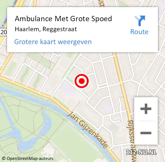 Locatie op kaart van de 112 melding: Ambulance Met Grote Spoed Naar Haarlem, Reggestraat op 7 maart 2023 09:50