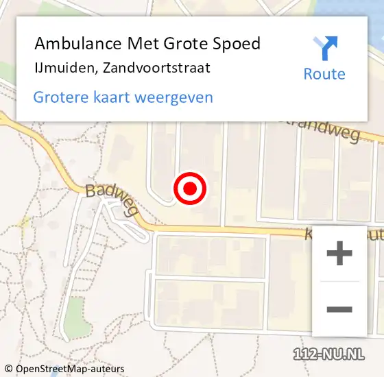 Locatie op kaart van de 112 melding: Ambulance Met Grote Spoed Naar IJmuiden, Zandvoortstraat op 7 maart 2023 10:03