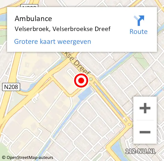 Locatie op kaart van de 112 melding: Ambulance Velserbroek, Velserbroekse Dreef op 7 maart 2023 10:24