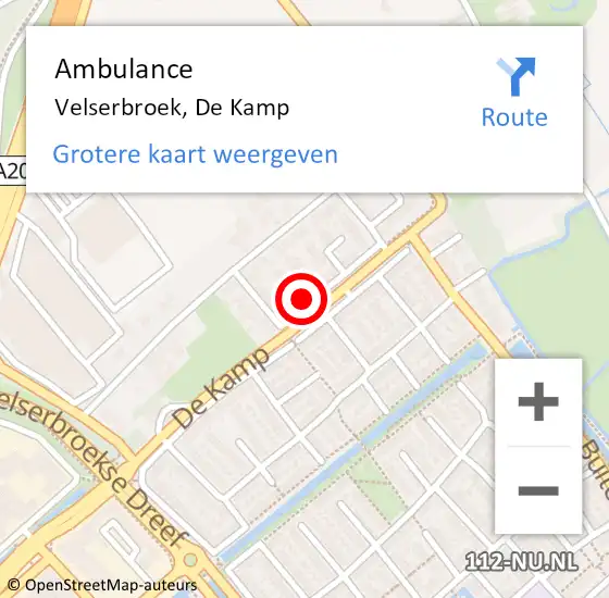Locatie op kaart van de 112 melding: Ambulance Velserbroek, De Kamp op 7 maart 2023 10:28