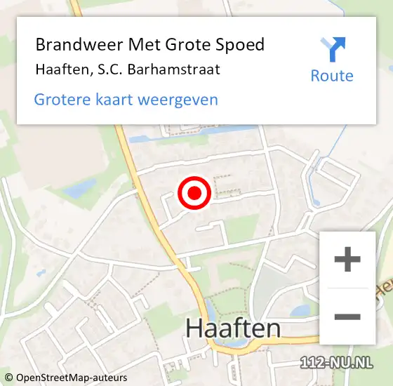 Locatie op kaart van de 112 melding: Brandweer Met Grote Spoed Naar Haaften, S.C. Barhamstraat op 7 maart 2023 10:40