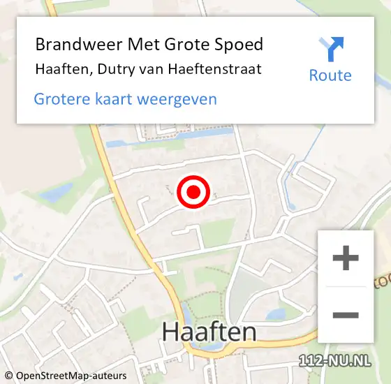 Locatie op kaart van de 112 melding: Brandweer Met Grote Spoed Naar Haaften, Dutry van Haeftenstraat op 7 maart 2023 10:45