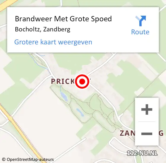 Locatie op kaart van de 112 melding: Brandweer Met Grote Spoed Naar Bocholtz, Zandberg op 7 maart 2023 11:01