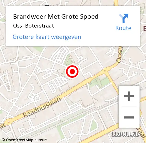 Locatie op kaart van de 112 melding: Brandweer Met Grote Spoed Naar Oss, Boterstraat op 7 maart 2023 11:23