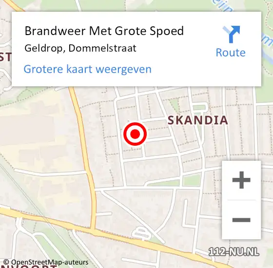 Locatie op kaart van de 112 melding: Brandweer Met Grote Spoed Naar Geldrop, Dommelstraat op 7 maart 2023 11:27