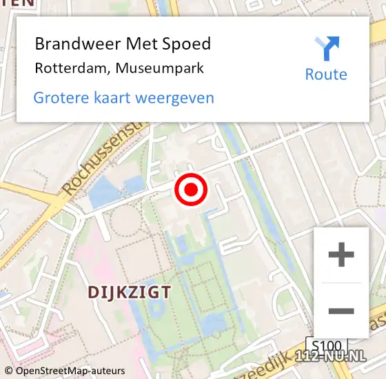 Locatie op kaart van de 112 melding: Brandweer Met Spoed Naar Rotterdam, Museumpark op 7 maart 2023 11:30