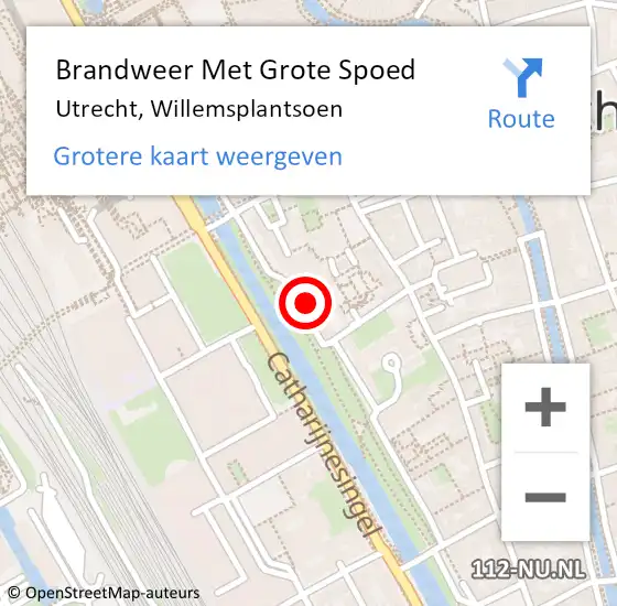 Locatie op kaart van de 112 melding: Brandweer Met Grote Spoed Naar Utrecht, Willemsplantsoen op 7 maart 2023 11:31