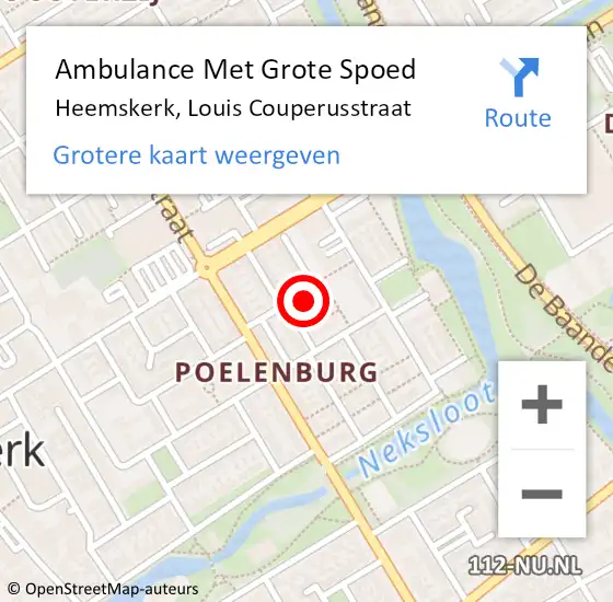 Locatie op kaart van de 112 melding: Ambulance Met Grote Spoed Naar Heemskerk, Louis Couperusstraat op 7 maart 2023 11:36