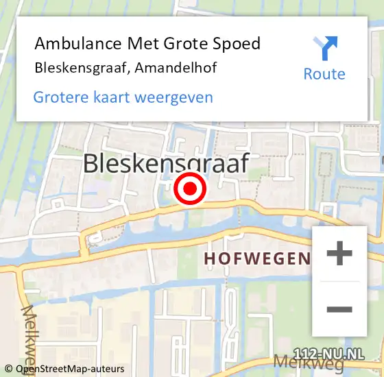 Locatie op kaart van de 112 melding: Ambulance Met Grote Spoed Naar Bleskensgraaf, Amandelhof op 7 maart 2023 11:42