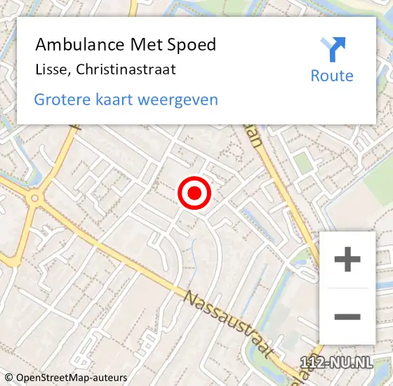 Locatie op kaart van de 112 melding: Ambulance Met Spoed Naar Lisse, Christinastraat op 7 maart 2023 11:51