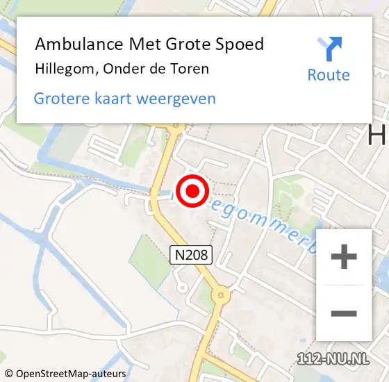 Locatie op kaart van de 112 melding: Ambulance Met Grote Spoed Naar Hillegom, Onder de Toren op 7 maart 2023 12:00