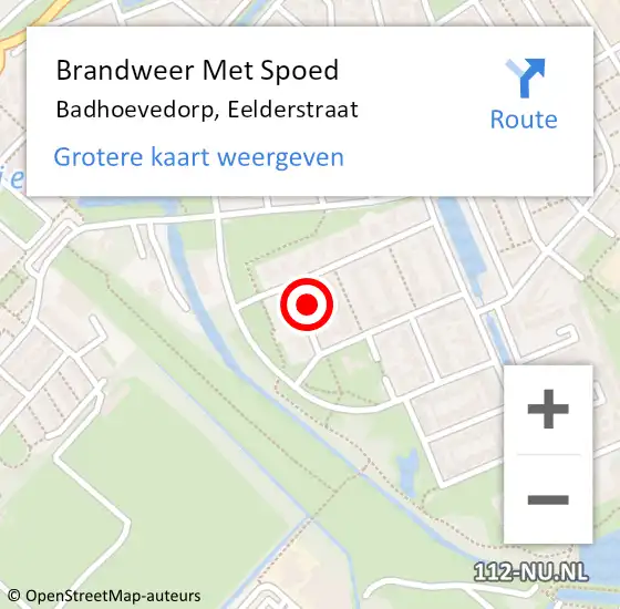 Locatie op kaart van de 112 melding: Brandweer Met Spoed Naar Badhoevedorp, Eelderstraat op 7 maart 2023 12:04