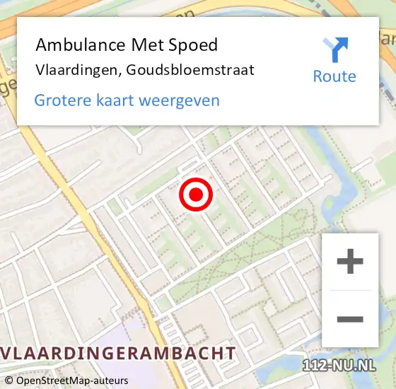 Locatie op kaart van de 112 melding: Ambulance Met Spoed Naar Vlaardingen, Goudsbloemstraat op 7 maart 2023 12:35