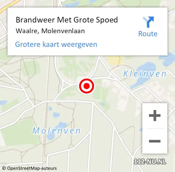 Locatie op kaart van de 112 melding: Brandweer Met Grote Spoed Naar Waalre, Molenvenlaan op 7 maart 2023 13:01