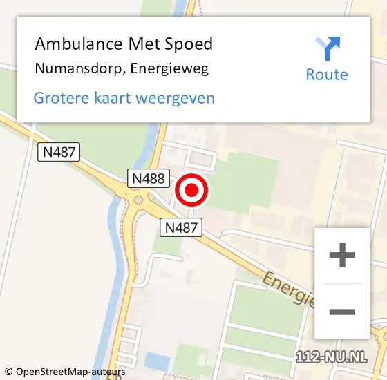 Locatie op kaart van de 112 melding: Ambulance Met Spoed Naar Numansdorp, Energieweg op 7 maart 2023 13:03