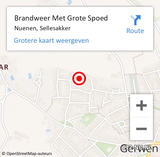 Locatie op kaart van de 112 melding: Brandweer Met Grote Spoed Naar Nuenen, Sellesakker op 7 maart 2023 13:15