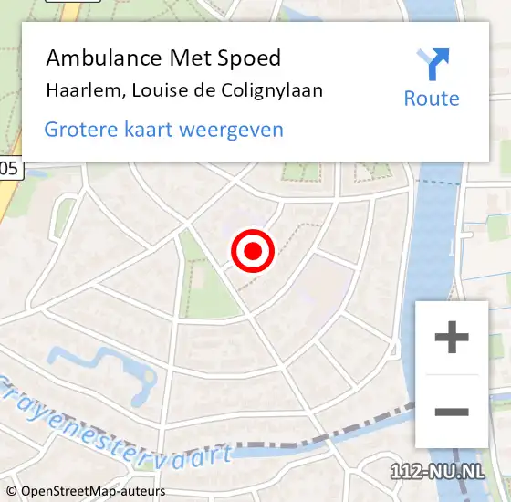 Locatie op kaart van de 112 melding: Ambulance Met Spoed Naar Haarlem, Louise de Colignylaan op 7 maart 2023 13:47