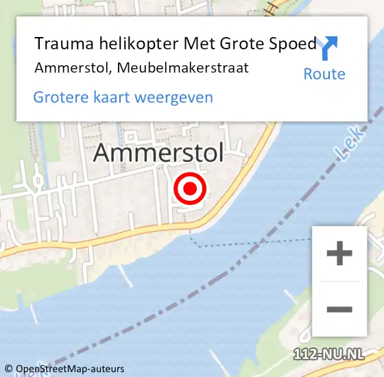Locatie op kaart van de 112 melding: Trauma helikopter Met Grote Spoed Naar Ammerstol, Meubelmakerstraat op 7 maart 2023 14:03