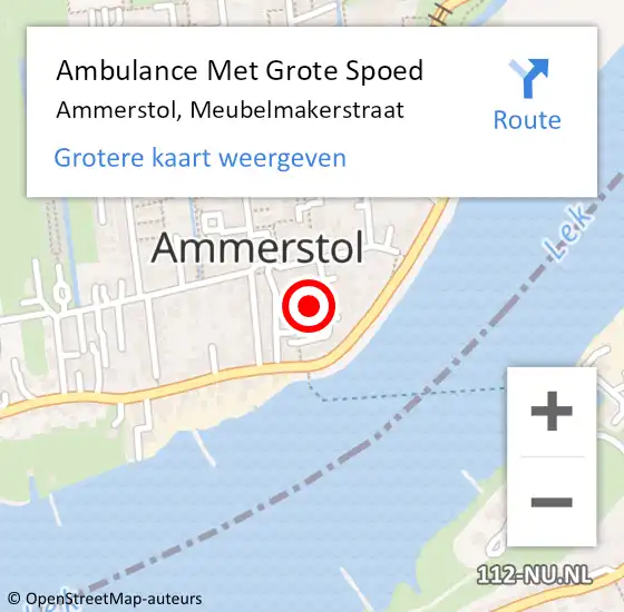 Locatie op kaart van de 112 melding: Ambulance Met Grote Spoed Naar Ammerstol, Meubelmakerstraat op 7 maart 2023 14:06